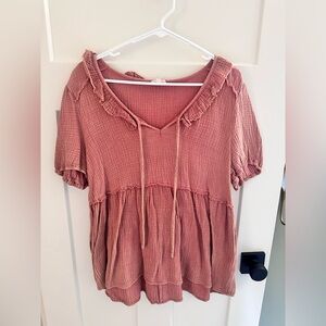 JODIFL Dusty Rose Ruffled Blouse
